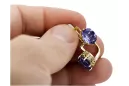 Geltona 14k 585 aukso alexandrite auskarai VEC003Y Vintage rusų sovietinis stilius dideli spalvų akmenys