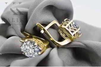 Circón Oro amarillo de 14 quilates Pendientes Estilo vintage vec003y