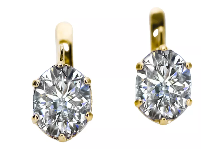 Earrings Vintage Jewlery Zircon 14K Yellow gold vec003y