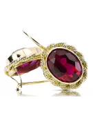 Yellow 14k 585 gold ruby earrings vec007y Vintage Russian Soviet style big color stones