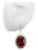 Желтый 14K 585 Gold Ruby Серьги Vec007y Винтаж Русский Советский Стиль Большие Цветные камни