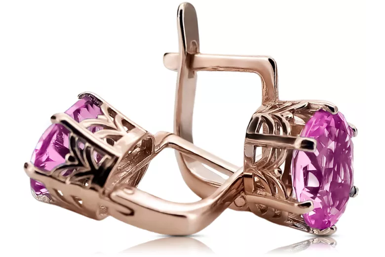 Rosafarbene 14k 585 Gold Amethyst Ohrringe vec003 Vintage