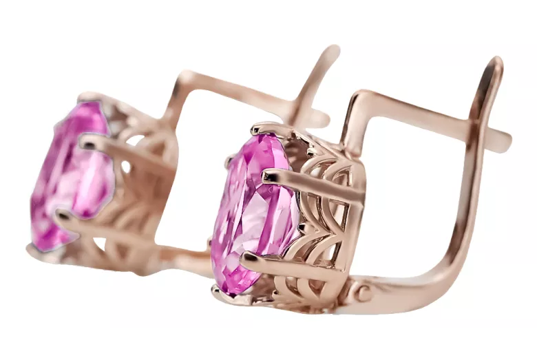 Rosafarbene 14k 585 Gold Amethyst Ohrringe vec003 Vintage