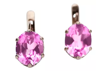 Розово розово 14k 585 златни обеци с аметист vec003 Vintage