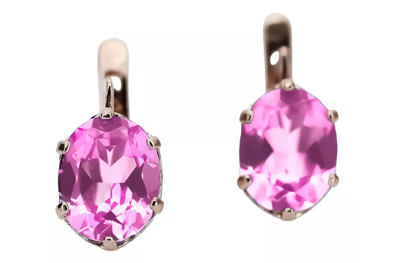 Cercei din aur ametist roz trandafir 14k 585 vec003 Vintage