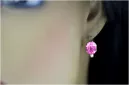 Pendientes de amatista de oro rosa rosa 14k 585 vec003 Vintage