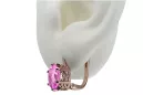 Pendientes de amatista de oro rosa rosa 14k 585 vec003 Vintage
