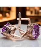 Cercei din aur ametist roz trandafir 14k 585 vec003 Vintage