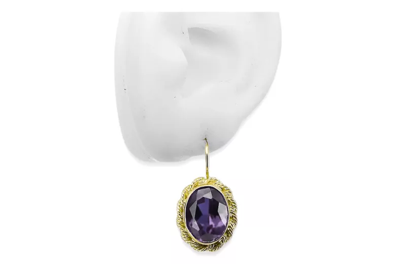 Des boucles d'oreilles Alexandrite Or jaune 14 carats Bijoux vintage vec007y