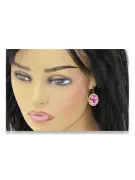 14 كارت من الذهب الأصفر أميثست أقراط مجوهرات فينتاج vec007y
