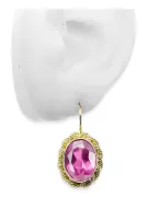 Ohrringe Amethyst 14 Karat Gelbgold Vintage vec007y