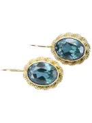 14K Yellow gold Aquamarine Earrings Vintage style vec007y