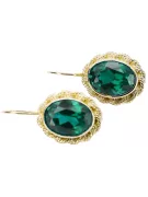 Émeraude Or jaune 14 carats Des boucles d'oreilles Artisanat vintage vec007y