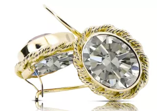 أقراط زركونيا 14 كارت من الذهب الأصفر حرف يدوية فينتاج vec007y