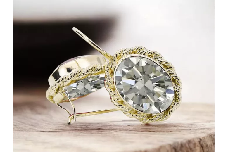14k geltono aukso Žirkoniai Auskarai Vintažinis stilius vec007y