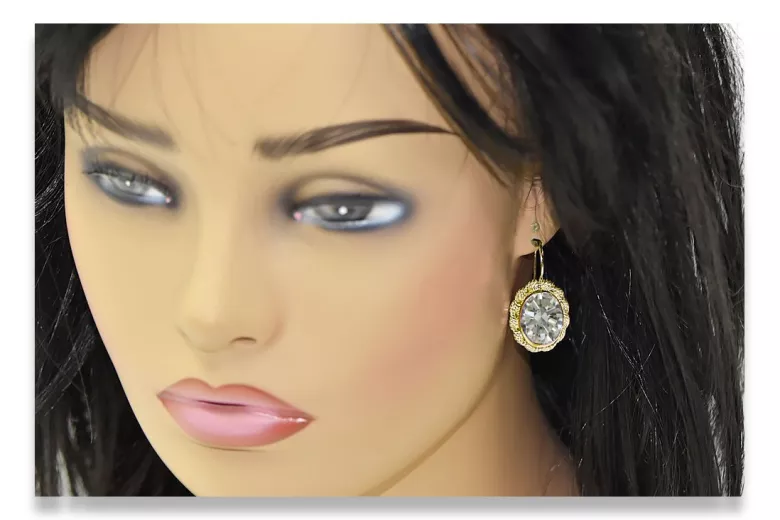 Pendientes Joyería vintage Circón Oro amarillo de 14 quilates vec007y