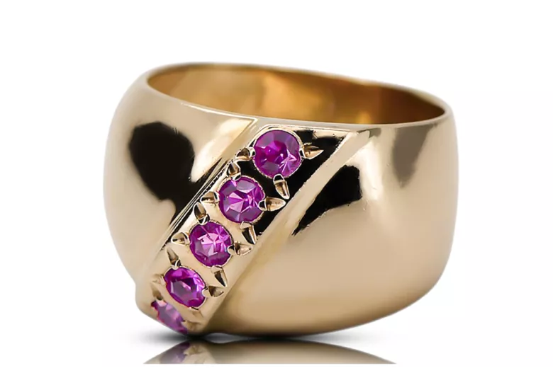 Or jaune 14 carats Améthyste Anneau Bijoux vintage vrc036y