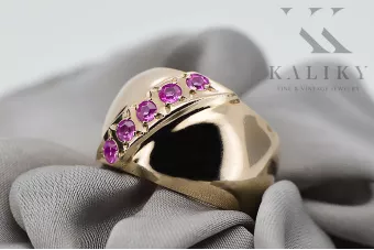 14K Yellow gold Amethyst Ring Vintage style vrc036y