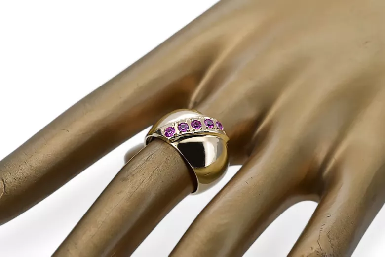 14K Yellow gold Amethyst Ring Vintage style vrc036y