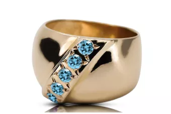 14 Karat Gelbgold Aquamarin Ring Vintage Schmuck vrc036y