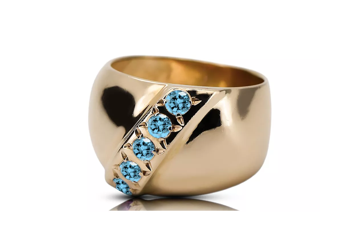14 Karat Gelbgold Aquamarin Ring Vintage Schmuck vrc036y