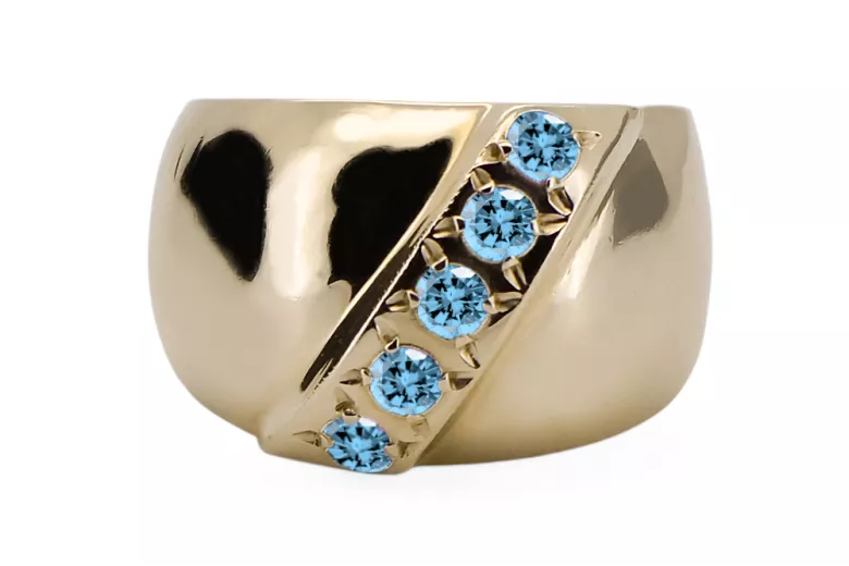 14 Karat Gelbgold Aquamarin Ring Vintage Schmuck vrc036y