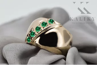 14K Жовте золото Смарагд Каблучка Вінтаж стиль vrc036y