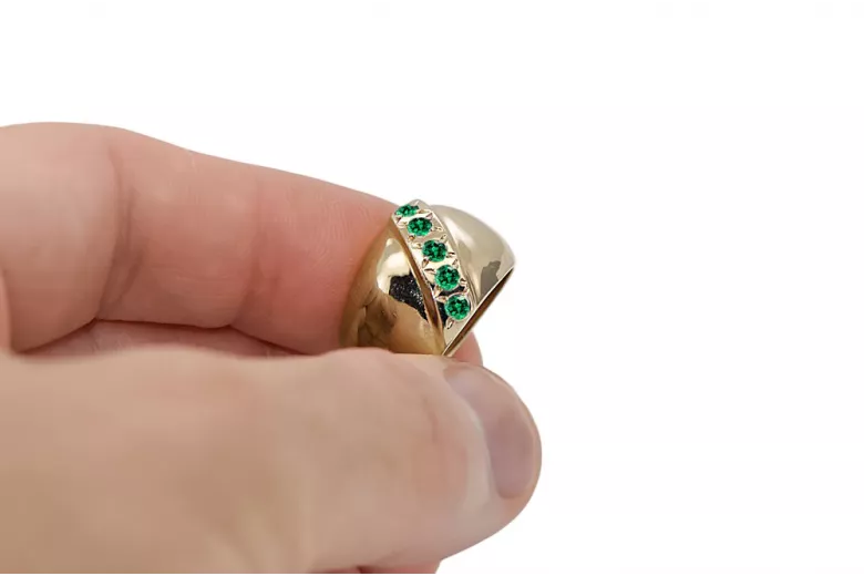 Or jaune 14 carats Émeraude Anneau Vintage vrc036y