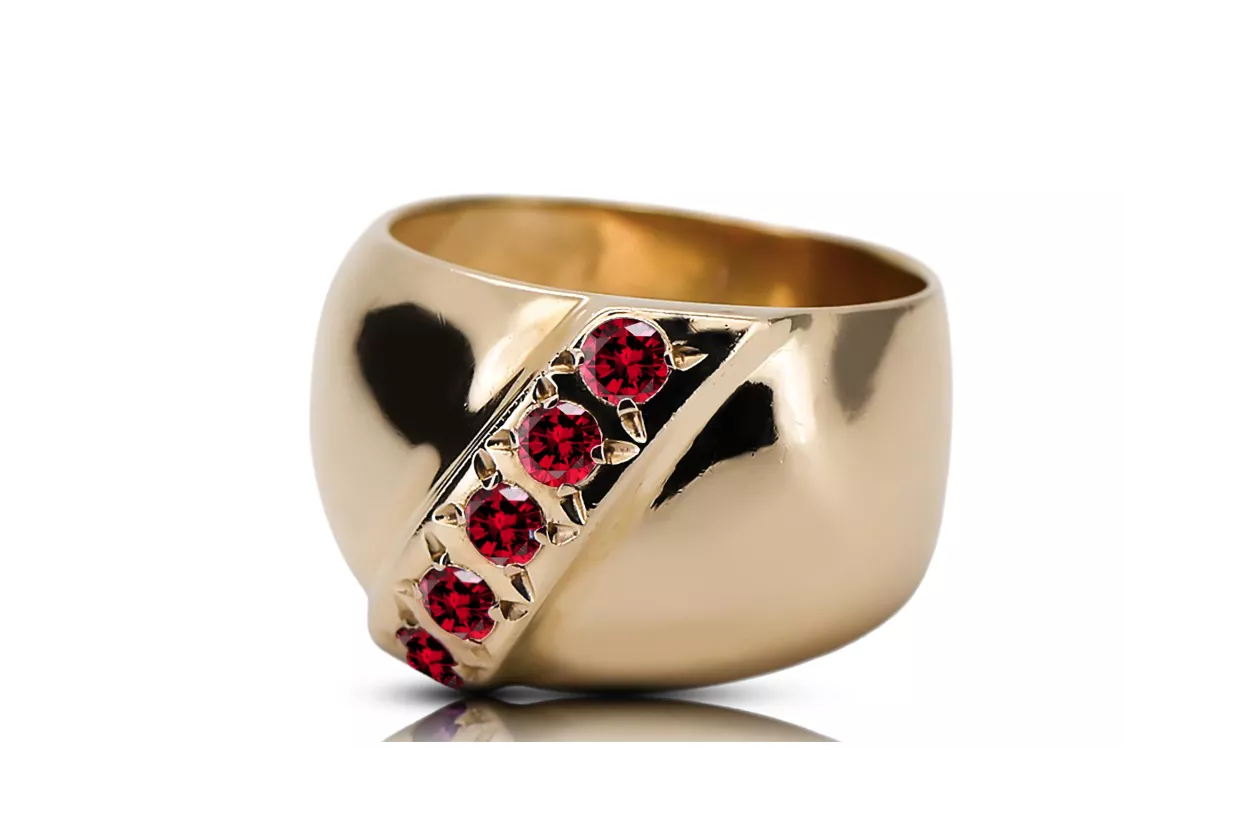Ring Rubinrot 14 Karat Gelbgold Vintage Schmuck vrc036y
