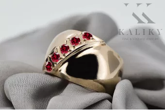 Vintage unikatowe Pierścionek Rubin 14k żółte złoto vrc036y