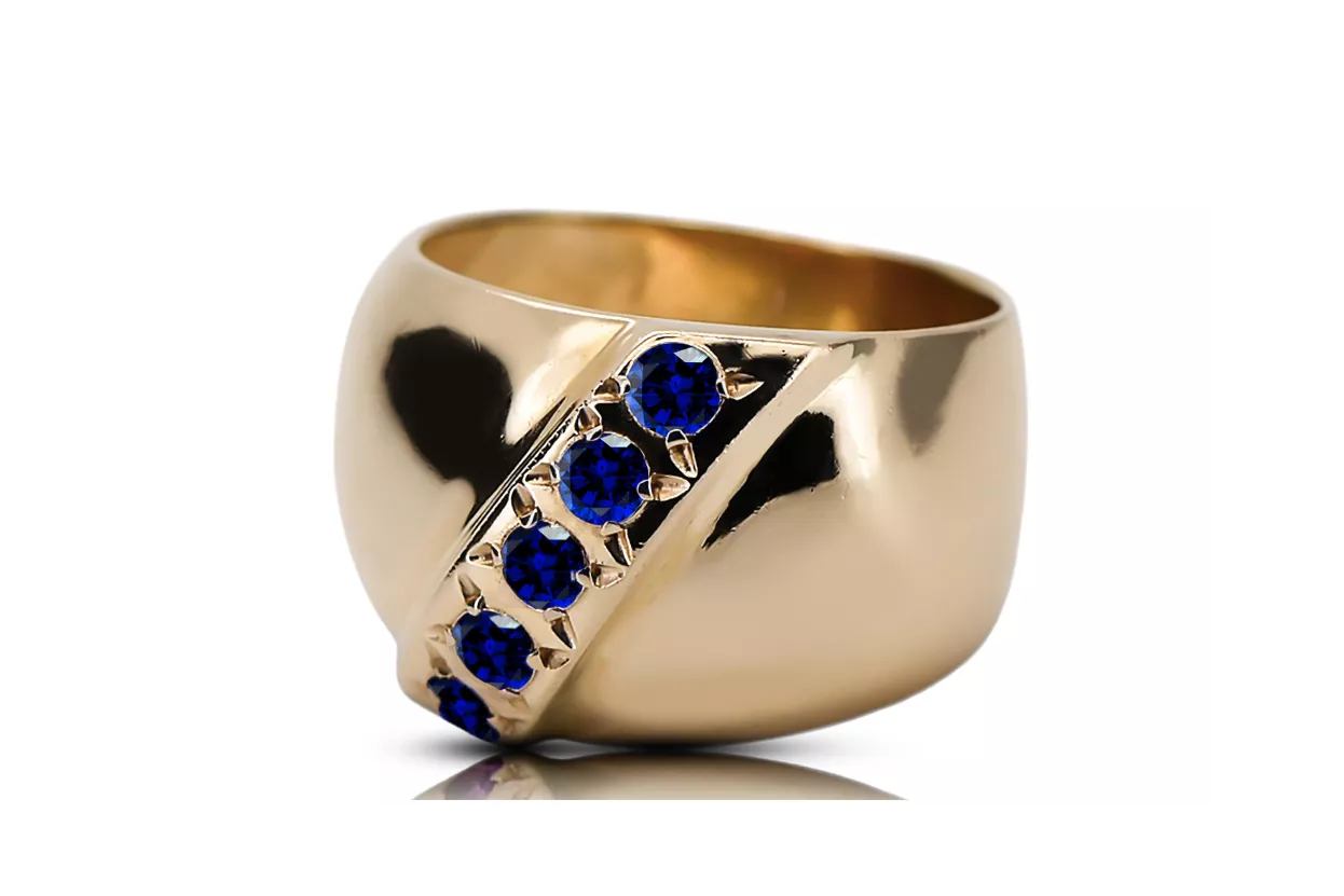 Ring Sapphire 14K Yellow gold Vintage craft vrc036y