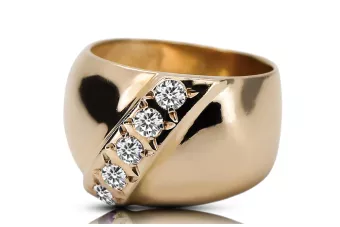 Or jaune 14 carats Zircon Anneau Style vintage vrc036y