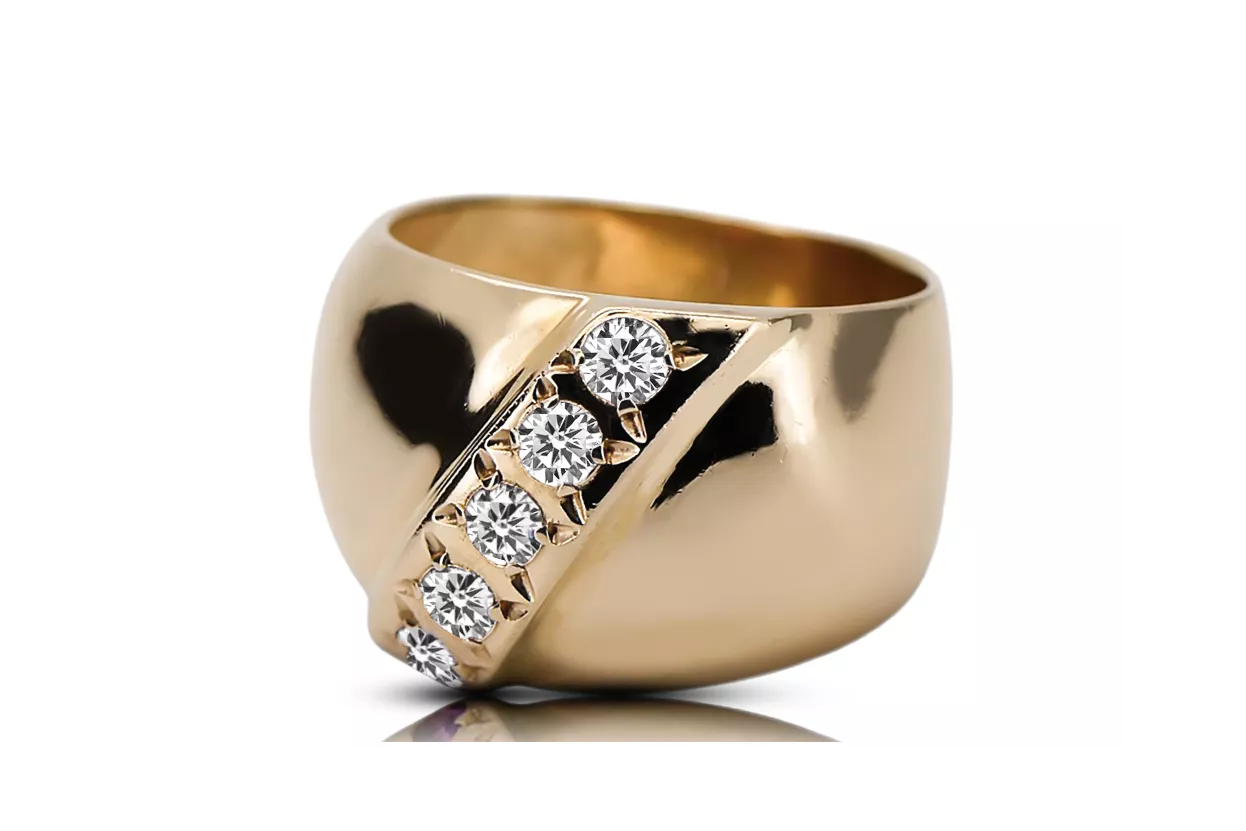 14K Yellow gold Zircon Ring Vintage style vrc036y