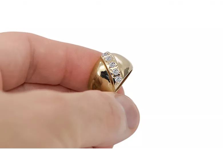 Or jaune 14 carats Zircon Anneau Style vintage vrc036y