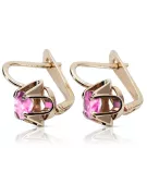 Pendientes vintage de oro rosa rojo 14k 585 con amatista vec018