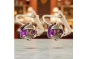Pendientes vintage de oro rosa rojo 14k 585 con amatista vec018