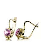 Pendientes de amatista de oro amarillo 14k VEC027Y RUSO SOVIET SOVIET STYLE
