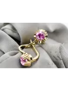 Gelb 14 Karat Gold Amethyst Ohrringe Vec027Y Russischer sowjetischer Weinlese-Stil