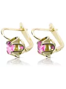 Pendientes de amatistas de oro amarillo de 14k VEC018Y RUSA SOVIET VINTURSA VINTATE DE DECO
