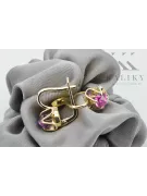 Boucles d'oreilles d'améthyste en or jaune 14k VEC018Y Russe Soviétique Vintage Art Deco Style
