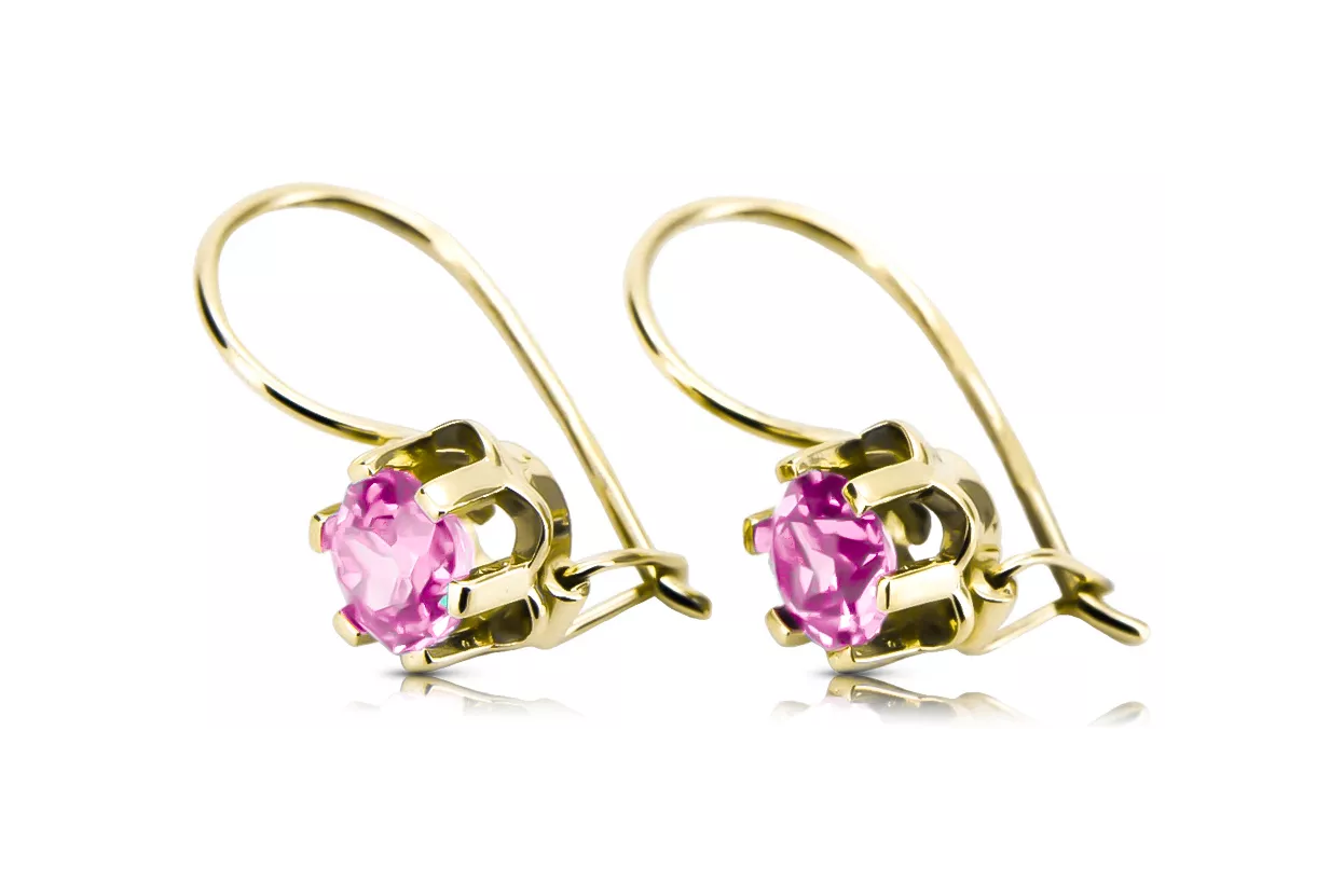 Pendientes de amatías de oro amarillo de 14k VEC019Y RUSA SOVIET VINMO VINTURATE DE DECO ESTILO