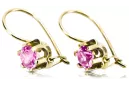 14K Yellow gold Amethyst earrings vec019y Russian Soviet Vintage Art Deco style