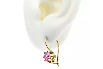 14k Gol galben AMETYST Cercei Vec019Y Rusul Soviet Vintage Art Deco stil