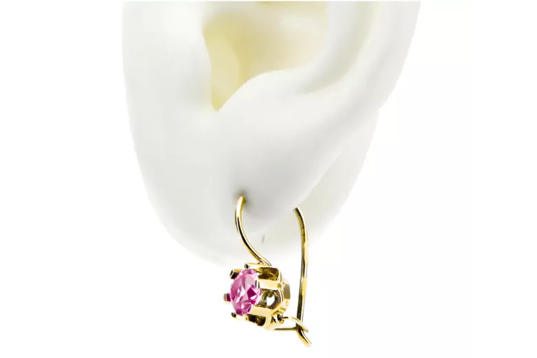 Boucles d'oreilles d'améthyste en or jaune 14k Vec019Y russe soviétique vintage art déco style