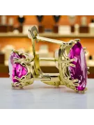 14k žltá zlatá ametyst náušnice vec021y ruský sovietsky vintage art deco štýl