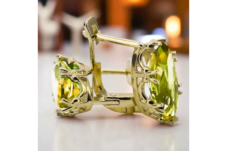 Gelber Peridot 14 Karat Gelbgold Ohrringe Vintage Stil vec021y