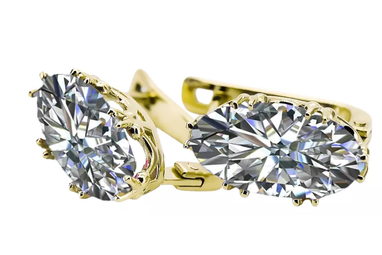 Вінтаж стиль Сережки Циркон 14K Жовте золото vec021y