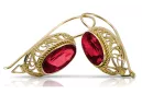 Earrings Vintage craft Ruby 14K Yellow gold vec023y