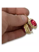 Or jaune 14 carats Rubis Des boucles d'oreilles Artisanat vintage vec023y
