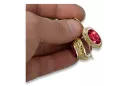 Or jaune 14 carats Rubis Des boucles d'oreilles Artisanat vintage vec023y